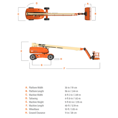 JLG 860SJ Telescopic Boom Lift Dimensions