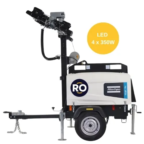 Tour d'éclairage LED 1400W Atlas Copco avec générateur 2,8kW